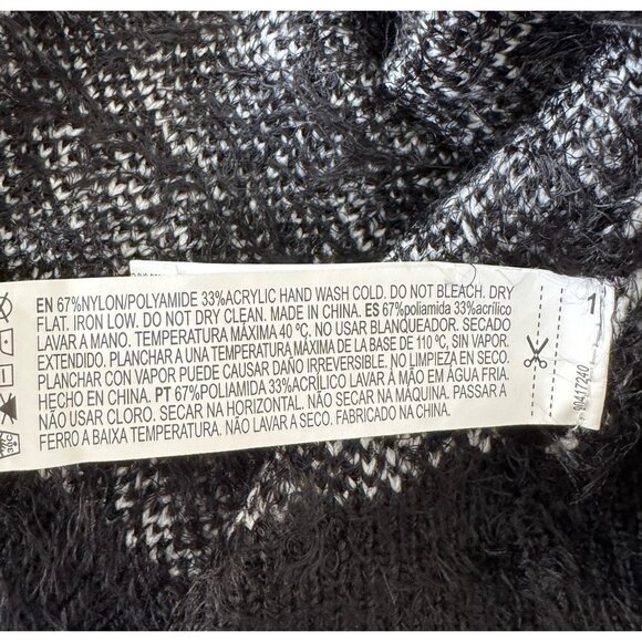 Forever 21 Clueless Cozy Eyelash Knit Crop Sweater Houndstooth Button Cardigan L - Picture 9 of 10